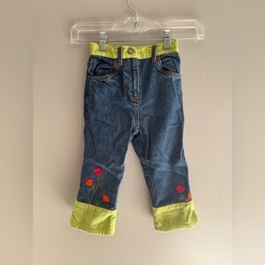 VTG URit Floral Embroidered Corduroy Jeans Toddler Girls SZ 3T 100% Cotton Fall